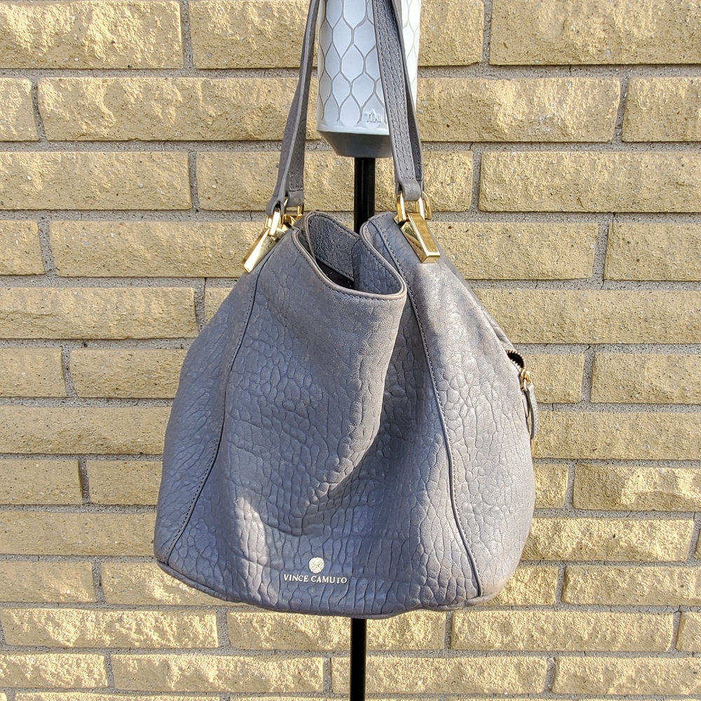Vince Camuto Gray Pebbled Leather bag